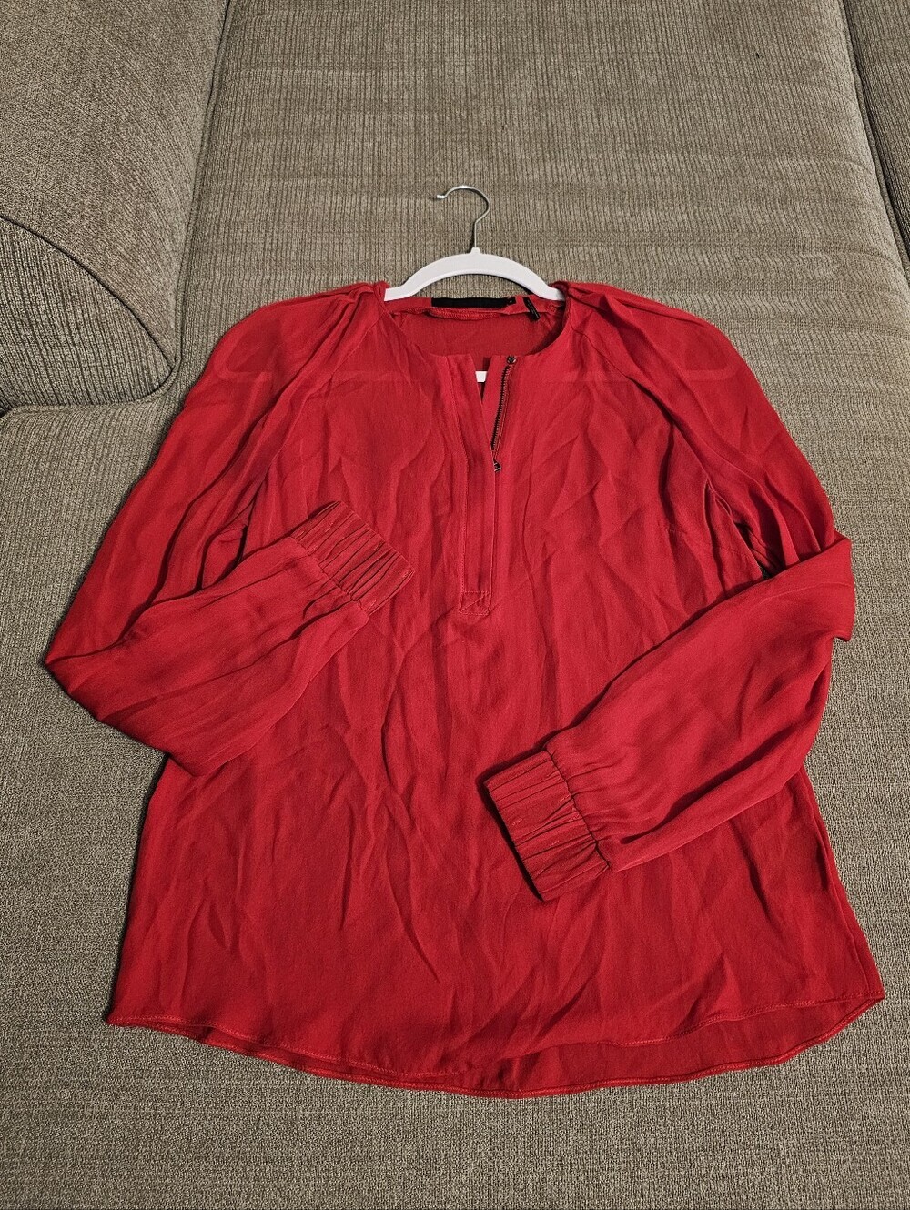 L.A.M.B Silk Sheer Red Casual Lightweight Longsleeve Top Blouse Size 4